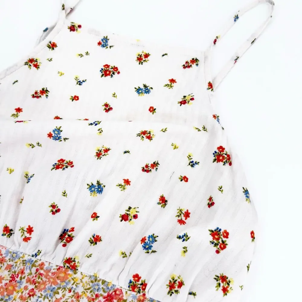 American Eagle Floral Linen Blend High Neck Mini Dress Women’s M Cottagecore